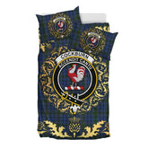 Cockburn Blue Tartan Crest Bedding Set - Golden Thistle Style