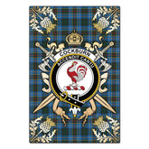 Cockburn Modern Tartan Crest Black Garden Flag - Gold Thistle Style