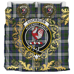 Cockburn of Ormiston Tartan Crest Bedding Set - Golden Thistle Style