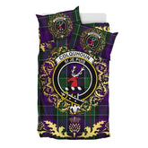 Colquhoun 03 Tartan Crest Bedding Set - Golden Thistle Style