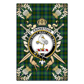 Cranstoun Tartan Crest Black Garden Flag - Gold Thistle Style