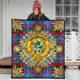 Crichton Tartan Crest Premium Quilt - Gold Thistle Style