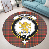 Cumming Hunting Weathered Tartan Crest Round Rug