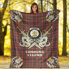 Cumming Hunting Weathered Tartan Gold Courage Symbol Blanket