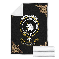 Cunningham Crest Tartan Premium Blanket Black