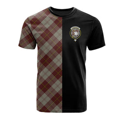 Cunningham Burgundy Dancers Tartan T-Shirt Half of Me - Cross Style