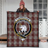 Cunningham Burgundy Dancers Tartan Crest Quilt