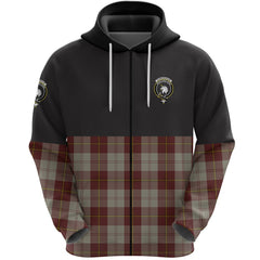 Cunningham Burgundy Dancers Clan Half Of Tartan Zipper Hoodie