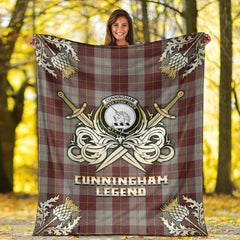 Cunningham Burgundy Dancers Tartan Gold Courage Symbol Blanket