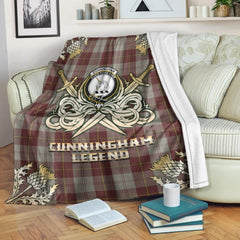 Cunningham Burgundy Dancers Tartan Gold Courage Symbol Blanket