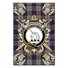 Cunningham Dress Blue Dancers Tartan Crest Black Garden Flag - Gold Thistle Style