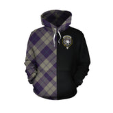 Cunningham Dress Blue Dancers Tartan Hoodie Half of Me - Cross Style