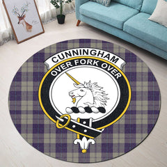 Cunningham Dress Blue Dancers Tartan Crest Round Rug