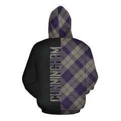 Cunningham Dress Blue Dancers Tartan Hoodie Half of Me - Cross Style