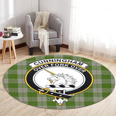 Cunningham Dress Green Dancers Tartan Crest Round Rug