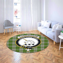 Cunningham Dress Green Dancers Tartan Crest Round Rug