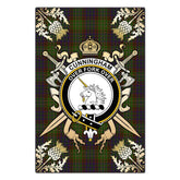 Cunningham Hunting Modern Tartan Crest Black Garden Flag - Gold Thistle Style