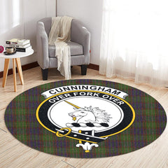 Cunningham Hunting Modern Tartan Crest Round Rug