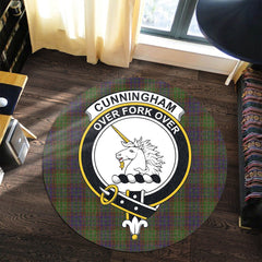 Cunningham Hunting Modern Tartan Crest Round Rug