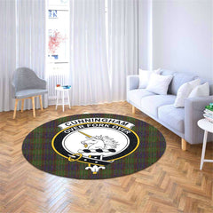 Cunningham Hunting Modern Tartan Crest Round Rug