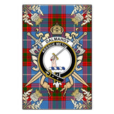 Dalmahoy Tartan Crest Black Garden Flag - Gold Thistle Style