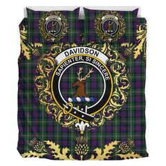 Davidson Double Tartan Crest Bedding Set - Golden Thistle Style