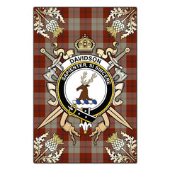 Davidson Dress Dancers Tartan Crest Black Garden Flag - Gold Thistle Style
