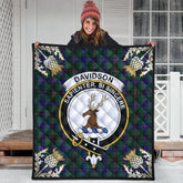 Davidson Modern Tartan Crest Premium Quilt - Gold Thistle Style