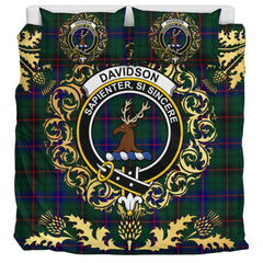 Davidson Modern Tartan Crest Bedding Set - Golden Thistle Style