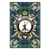Davidson of Tulloch Tartan Crest Black Garden Flag - Gold Thistle Style