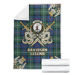Davidson of Tulloch Tartan Gold Courage Symbol Blanket