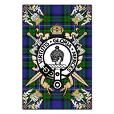 Donnachaidh Tartan Crest Black Garden Flag - Gold Thistle Style