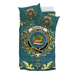 Douglas Ancient Tartan Crest Bedding Set - Golden Thistle Style
