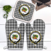 Douglas Grey Modern Tartan Crest Oven Mitt And Pot Holder (2 Oven Mitts + 1 Pot Holder)