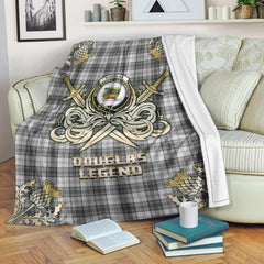 Douglas Grey Modern Tartan Gold Courage Symbol Blanket
