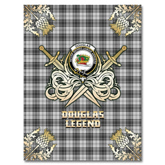 Douglas Grey Modern Tartan Gold Courage Symbol Blanket