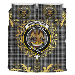 Drummond Grey Originaux Tartan Crest Bedding Set - Golden Thistle Style