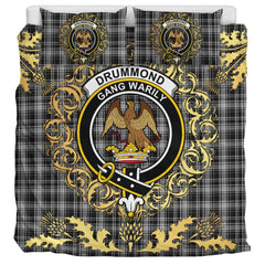 Drummond Grey Originaux Tartan Crest Bedding Set - Golden Thistle Style
