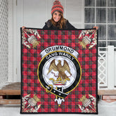 Drummond Modern Tartan Crest Premium Quilt - Gold Thistle Style