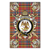 Drummond of Strathallan Tartan Crest Black Garden Flag - Gold Thistle Style