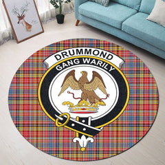 Drummond of Strathallan Tartan Crest Round Rug