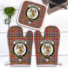 Drummond Of Strathallan Tartan Crest Oven Mitt And Pot Holder (2 Oven Mitts + 1 Pot Holder)