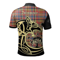 Drummond of Strathallan Tartan Polo Shirt Viking Wolf