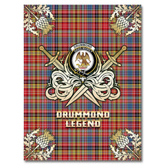 Drummond of Strathallan Tartan Gold Courage Symbol Blanket