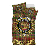 Drummond of Strathallan or Ogilvy Tartan Crest Bedding Set - Golden Thistle Style