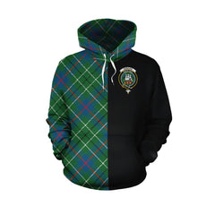Duncan Ancient Tartan Hoodie Half of Me - Cross Style
