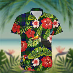 Dundas Tartan Hawaiian Shirt Hibiscus, Coconut, Parrot, Pineapple - Tropical Garden Shirt
