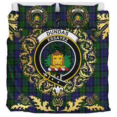 Dundas 02 Tartan Crest Bedding Set - Golden Thistle Style