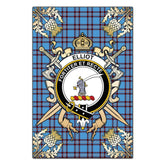 Elliot Ancient Tartan Crest Black Garden Flag - Gold Thistle Style