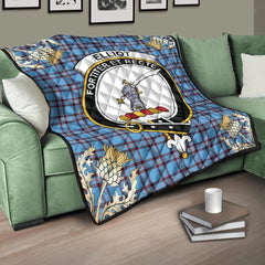Elliot Ancient Tartan Crest Premium Quilt - Gold Thistle Style